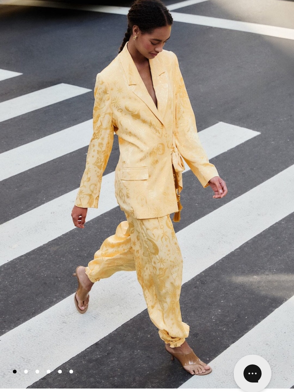 Yellow Jacquard Blazer & Pant Set